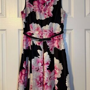 Dress Barn Pink and White A-Line Sundress Scoop Neck Midi